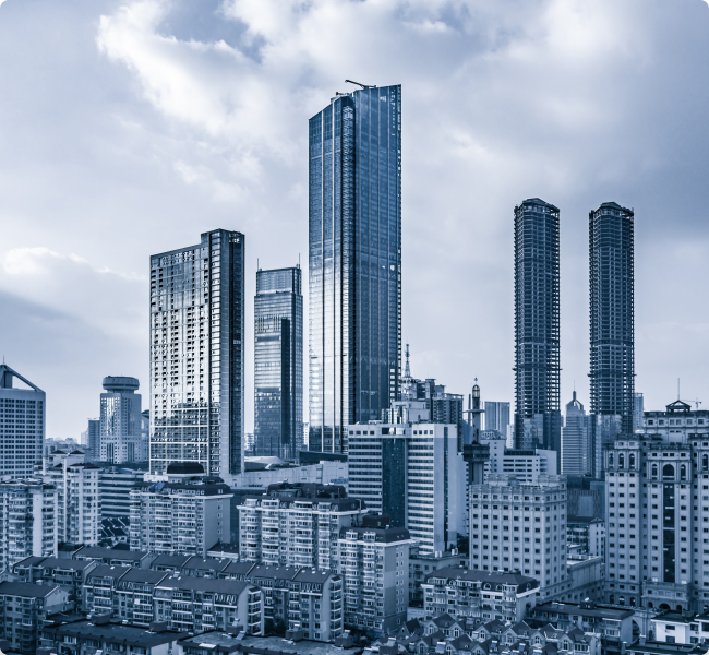 ION Construction Group - modern city skyline with high-rise buildings