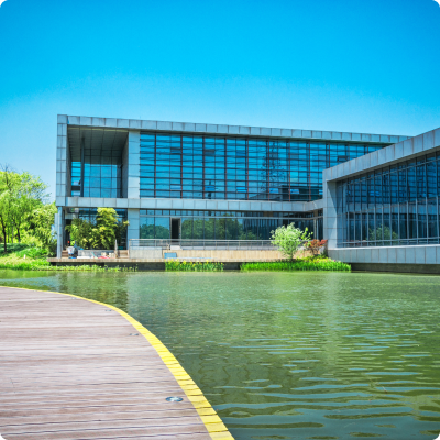 Modern office building near waterfront